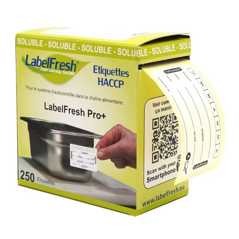 LAB631 Etiquettes HACCP Soluble 70x45mm rlx x250 – Image 1